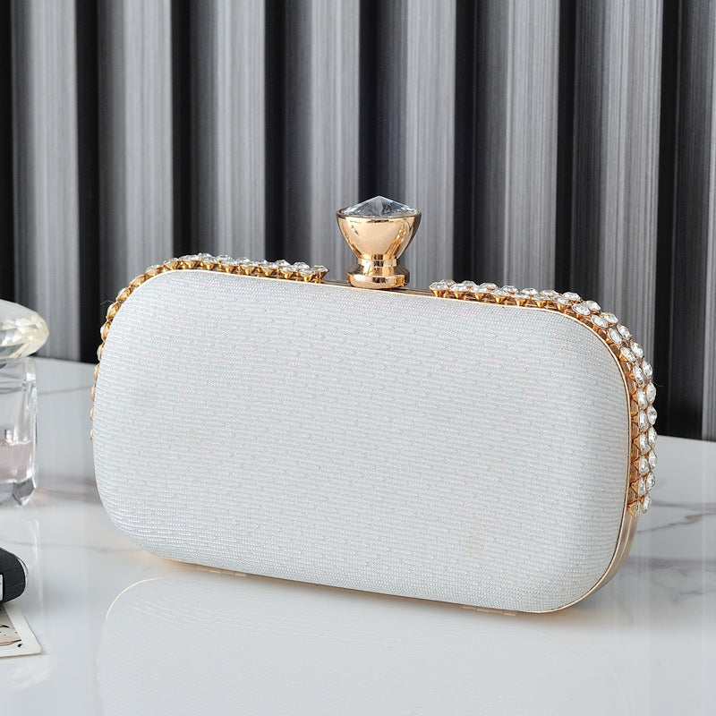 European Style Diamond-Studded Oxford Cloth Evening Clutch
