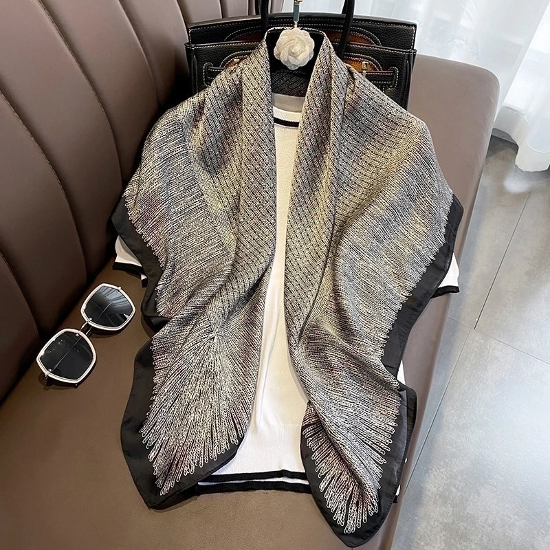 Women's Elegant Printing Satin Printing Silk Scarf
