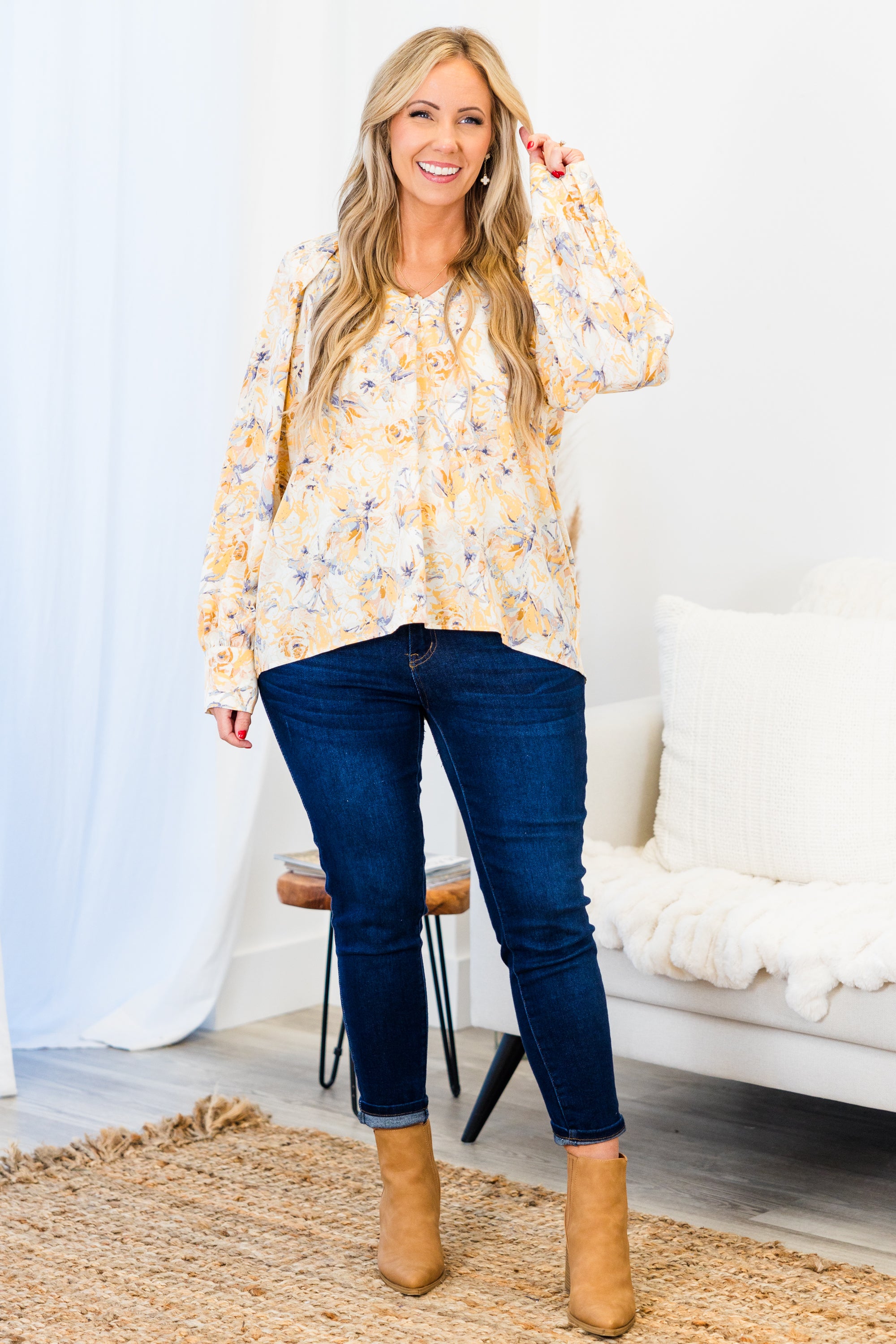 Splashes Of Color Blouse. Yellow