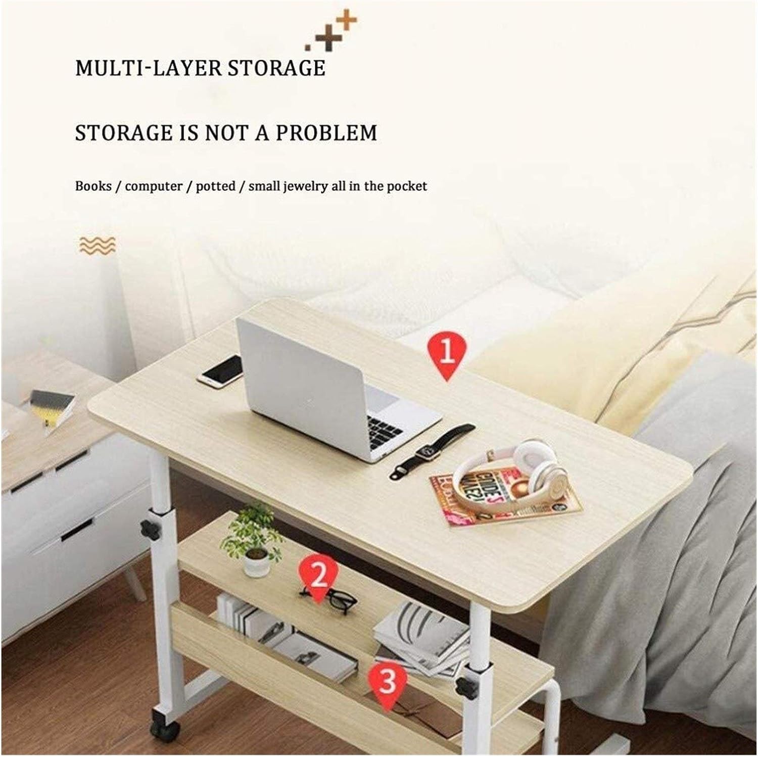 Adjustable Laptop Table with Storage Shelf. Adjustable Laptop Desk