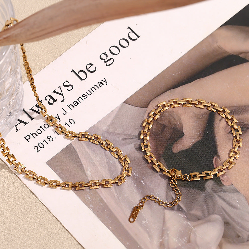 Minimalist Quadrilateral Circle Geometric Stainless Steel 18K Gold Plated Necklaces