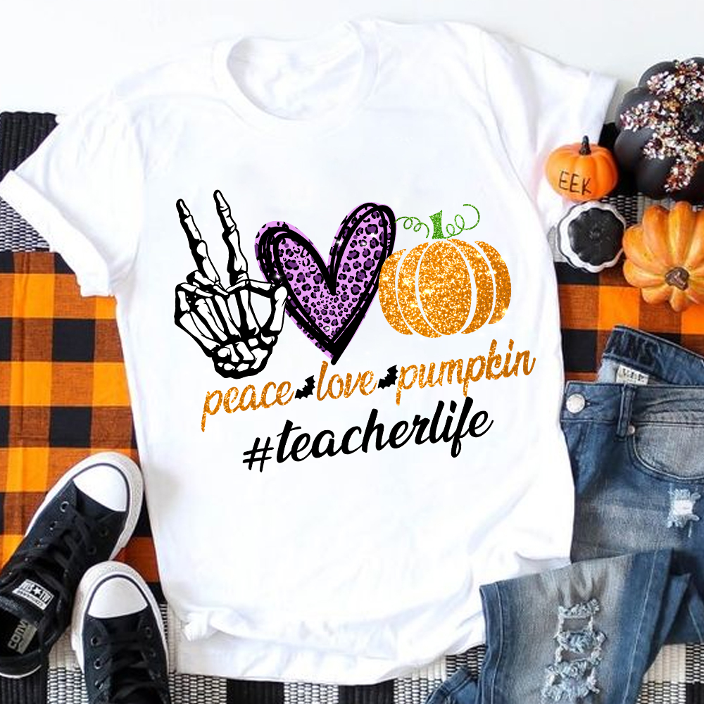 Peace Love Shining Pumpkin T-Shirt