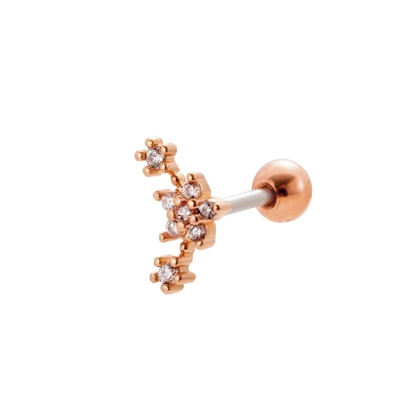 1 Piece Ear Cartilage Rings & Studs Sweet Heart Shape Flower 316L Stainless Steel  Copper Plating Inlay Zircon Ear Cartilage Rings & Studs