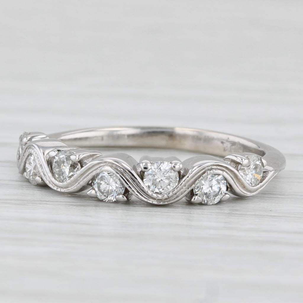 0.42ctw Diamond Ring 14k White Gold Stackable Wedding Band Size 4.75