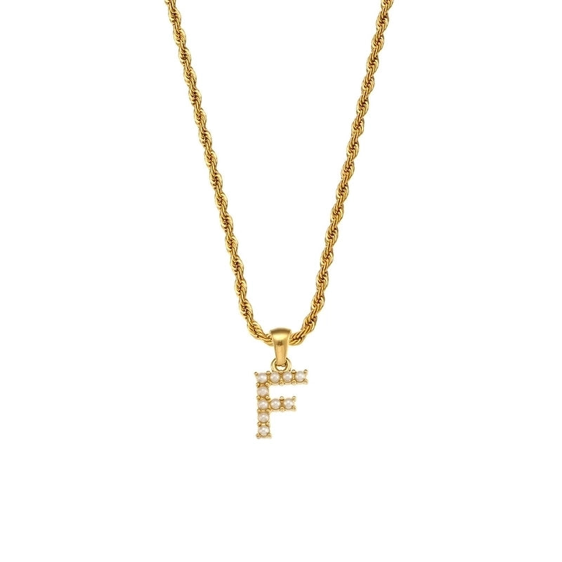 Fashion Letter 304 Stainless Steel Pearl 18K Gold Plated Plating Inlay Pendant Necklace