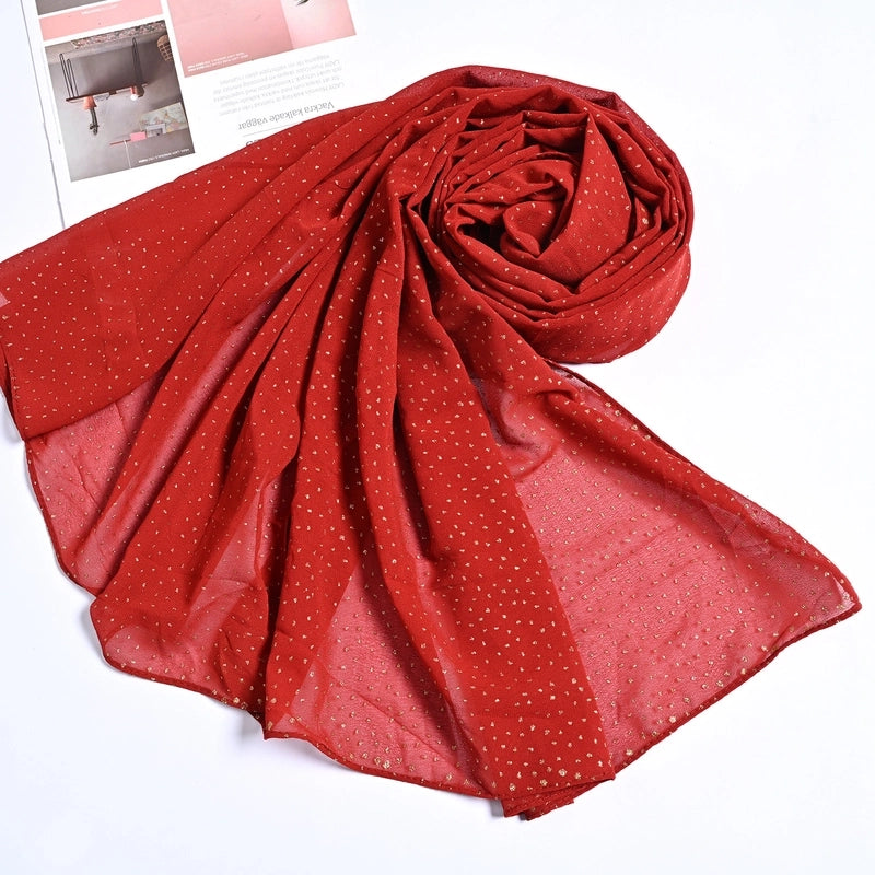 Hot Sale Solid Color Bronzing Chiffon Scarf Silk Scarf Decorative Headscarf Women's Solid Color Headscarf Scarf