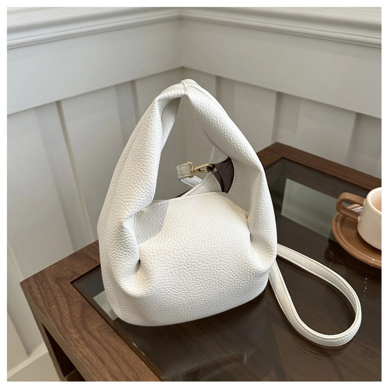 Women's Small Pu Leather Solid Color Streetwear Square Zipper Ruched Bag