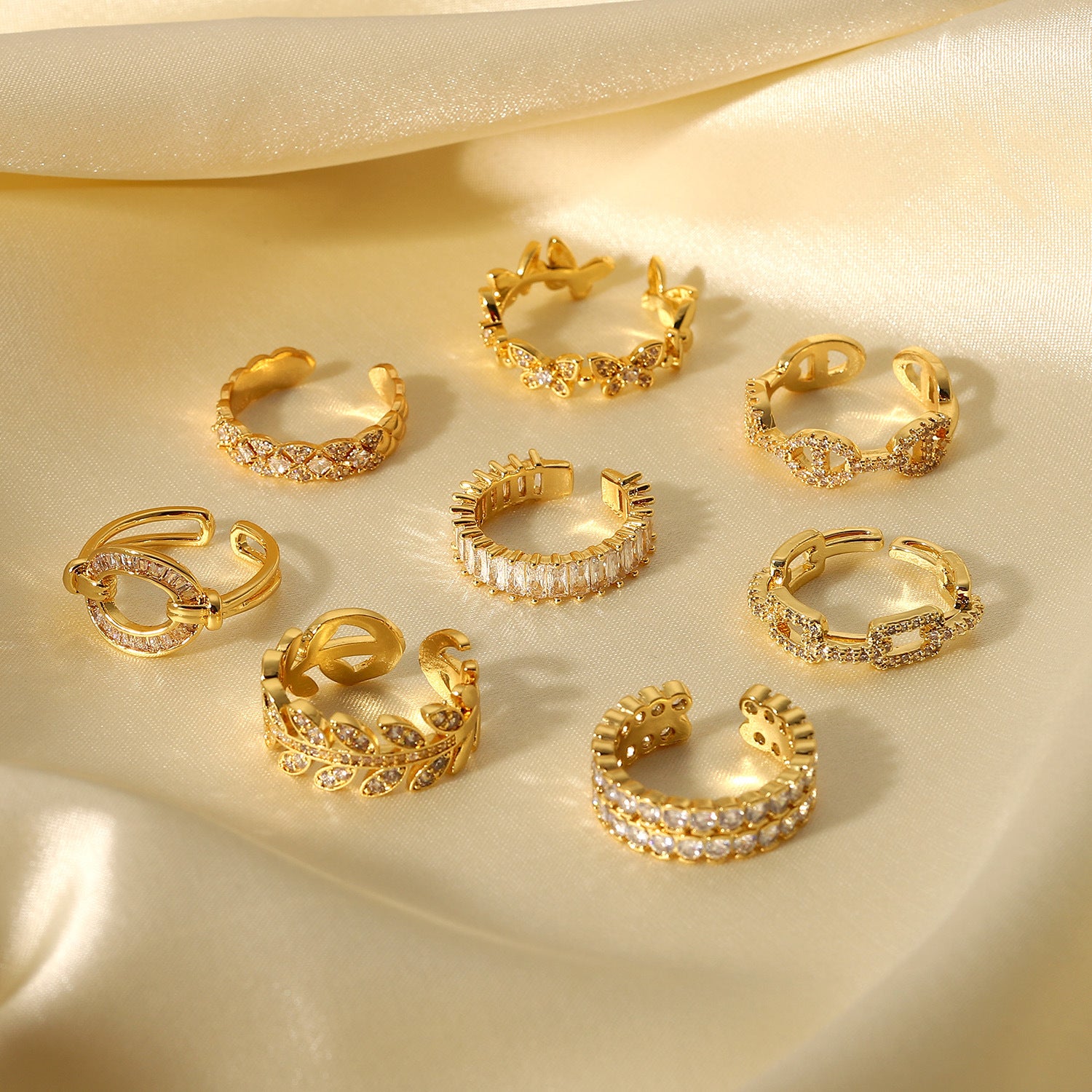 Women  Round Copper 18K Gold Plated Rings