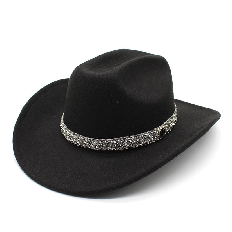 Felt Top Hat Curved Edge Classic Belt Buckle Panama Hat Gentleman Hat Curling Sun Protection Sun Hat