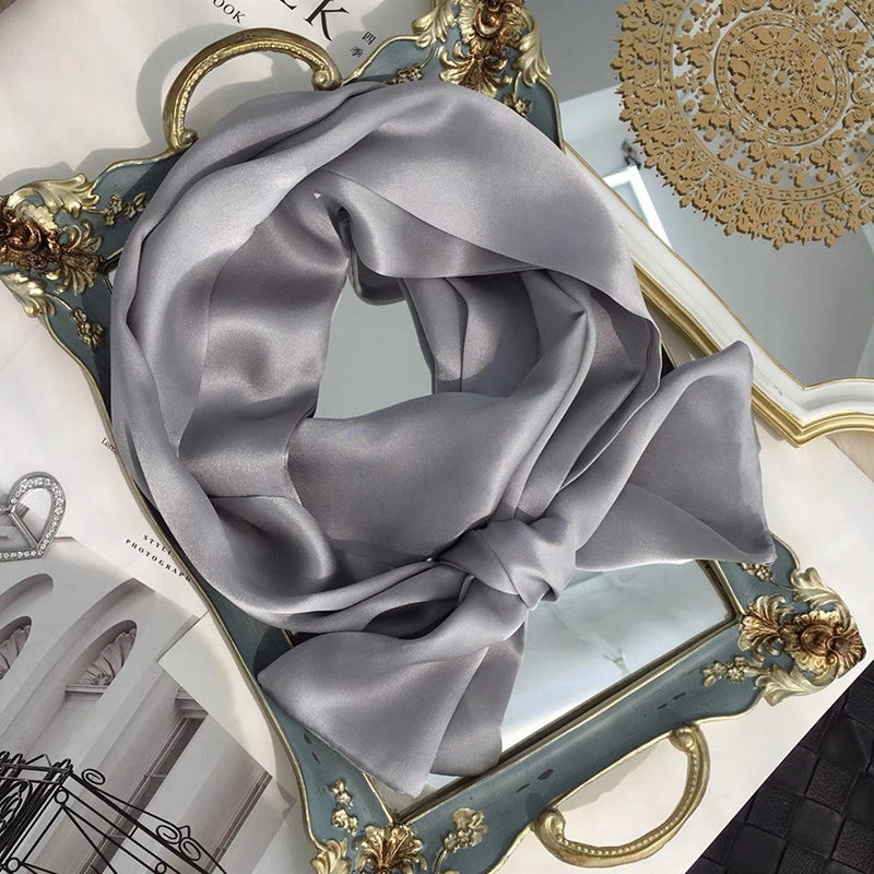 Women's Minimalist Classic Style Color Block Silk Silk Scarf