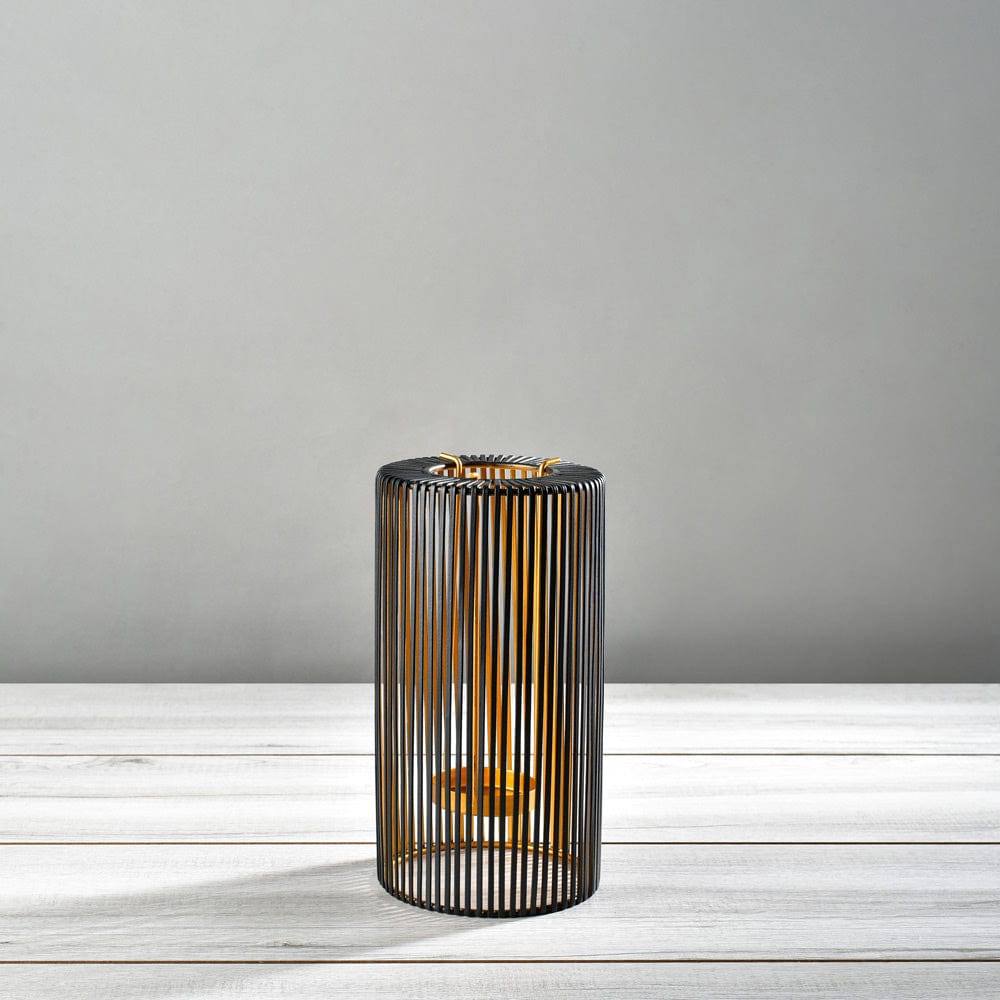 Lines Tealight Holder Medium - Black Gold