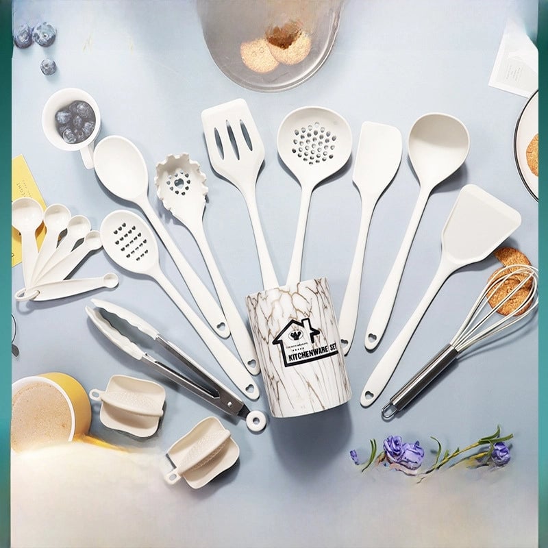 Silicone Spatula Spoon 18 Piece Set Nordic Light Luxury Silicone Spatula Non-stick Pan High Temperature Resistant Silicone Kitchenware Set