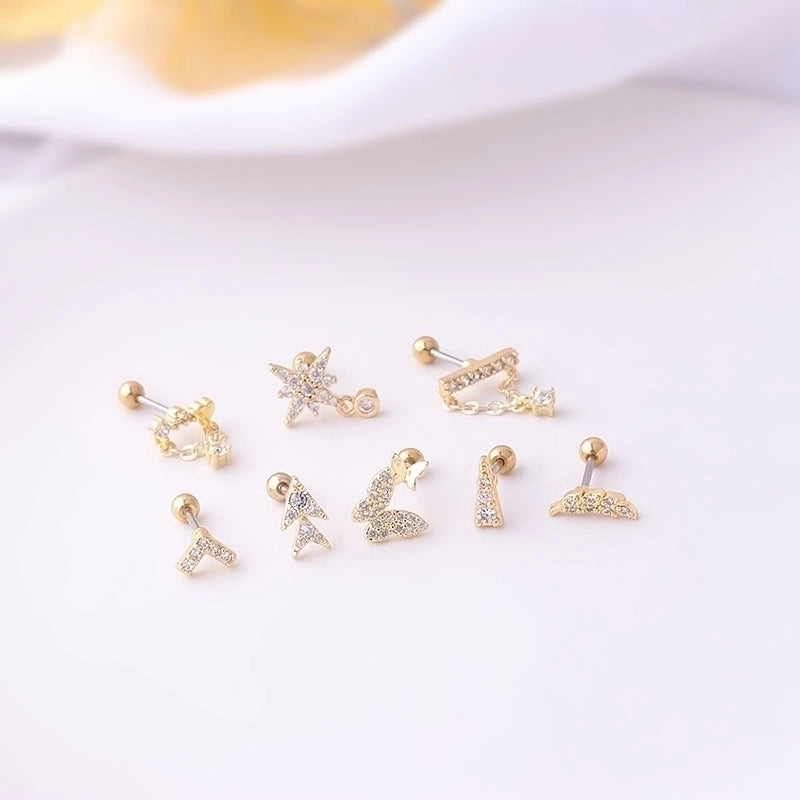 Ear Cartilage Rings & Studs Geometric 316L Stainless Steel  Copper Plating