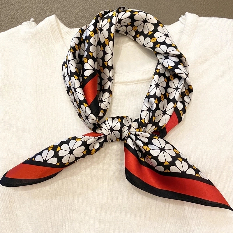Women's Elegant Geometric Polyester Printing Silk Scarf