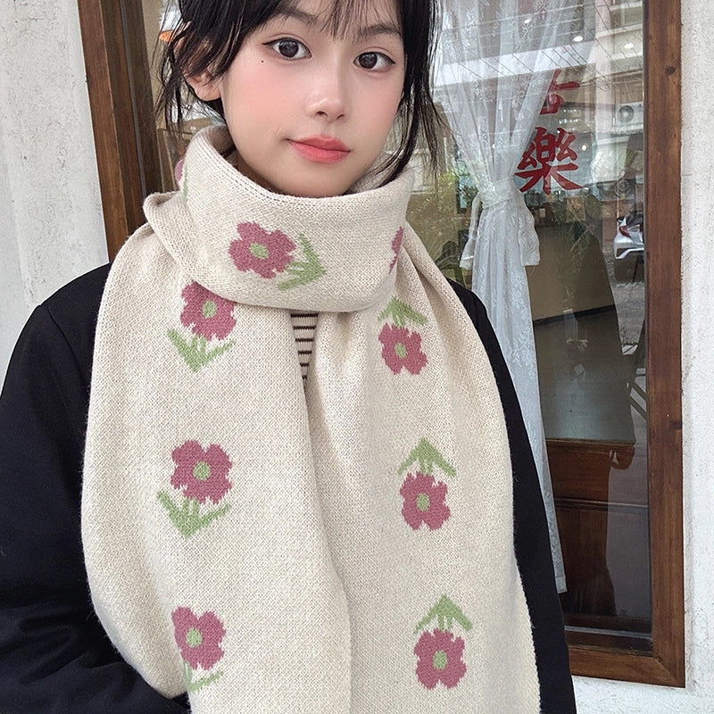 Women's Cute Sweet Flower Acrylic Scarf