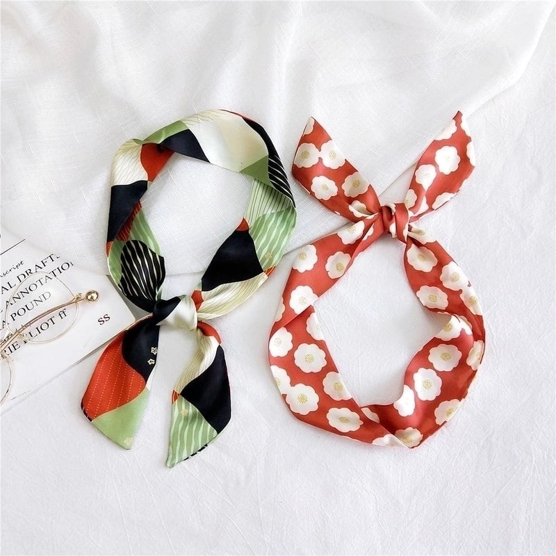 Long Striped Women's Autumn New Tied Bag Silk Scarf