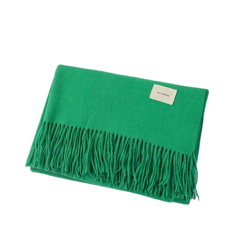 Women's Minimalist Solid Color Polyester Tassel Scarf