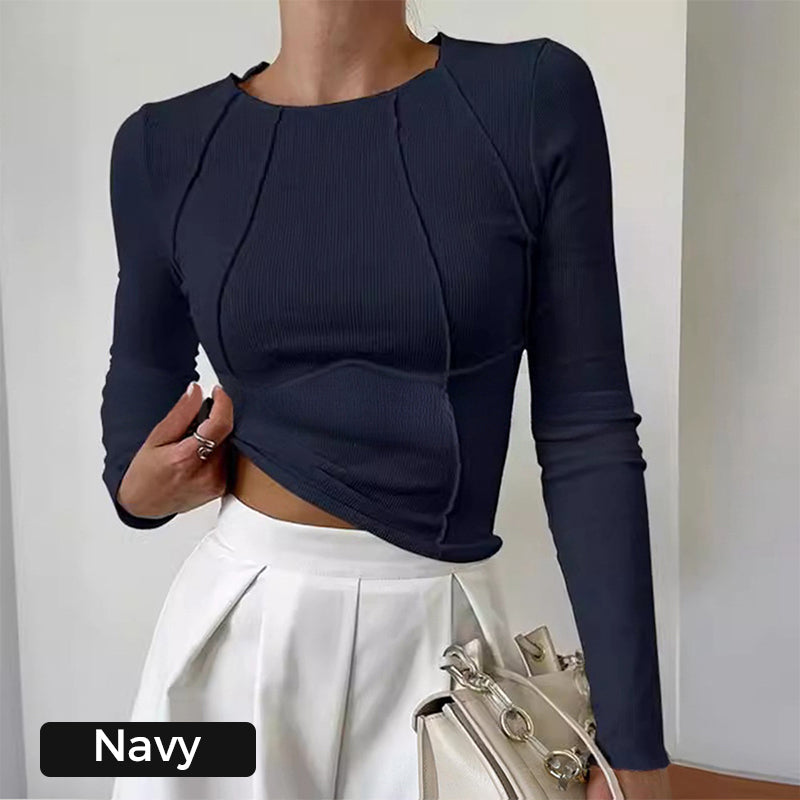 🍃Solid Color Round Neck Slim Knit Top