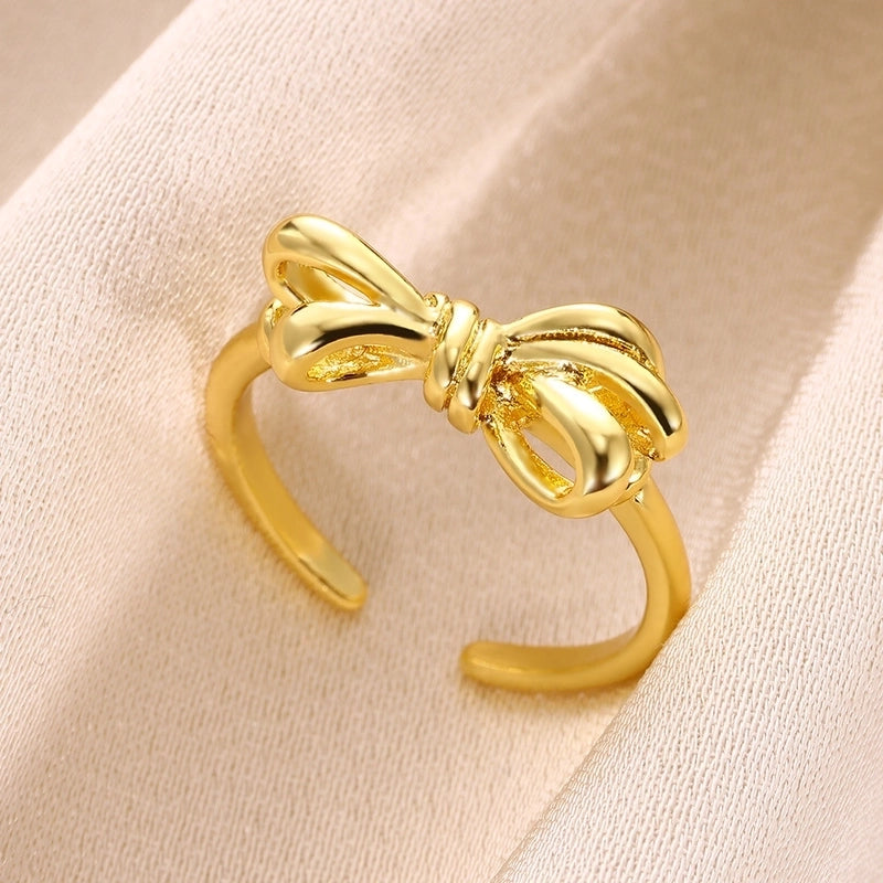 Minimalist Classic Style Solid Color 304 Stainless Steel Gold Plated Plating Rings