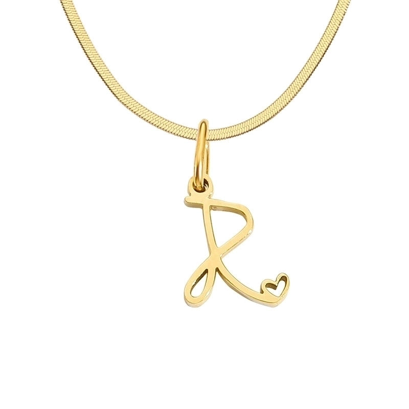 Stainless Steel Titanium Steel 14K Gold Plated Minimalist Plating Letter Heart Shape Pendant Necklace
