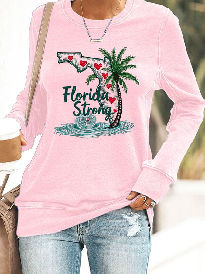 Women's Florida  Strong Mitton Hurricane Print Casuasl Sweatshirt