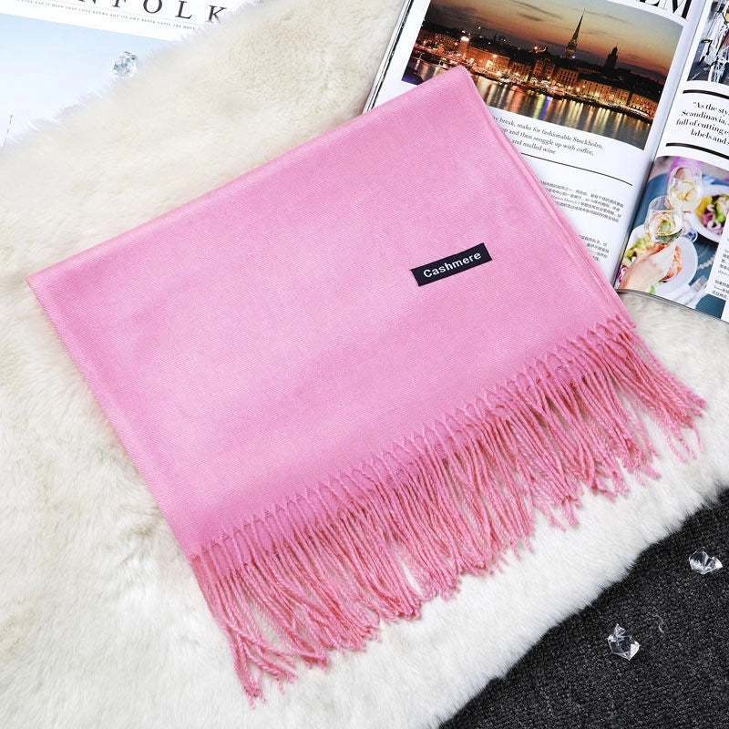 Autumn And Winter Imitation Cashmere Scarf Classic Double-sided Solid Color Men's And Women's Warm Large Shawl Dual-use Scarf