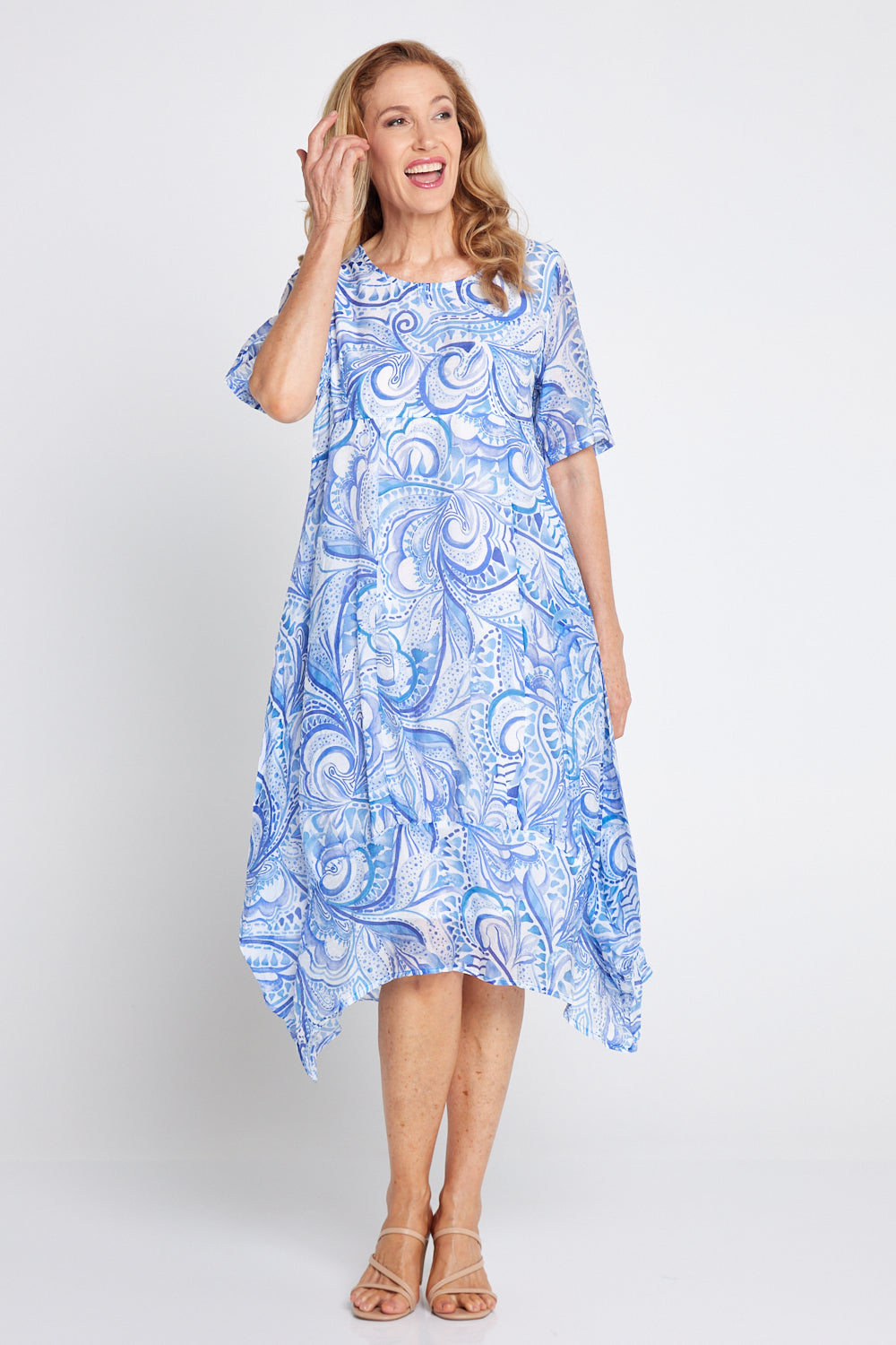 Ashmore Tencil Dress - Cobalt Watercolour Paisley