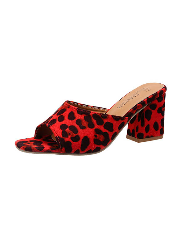 Leopard Open Toe Pumps Sandals Slippers