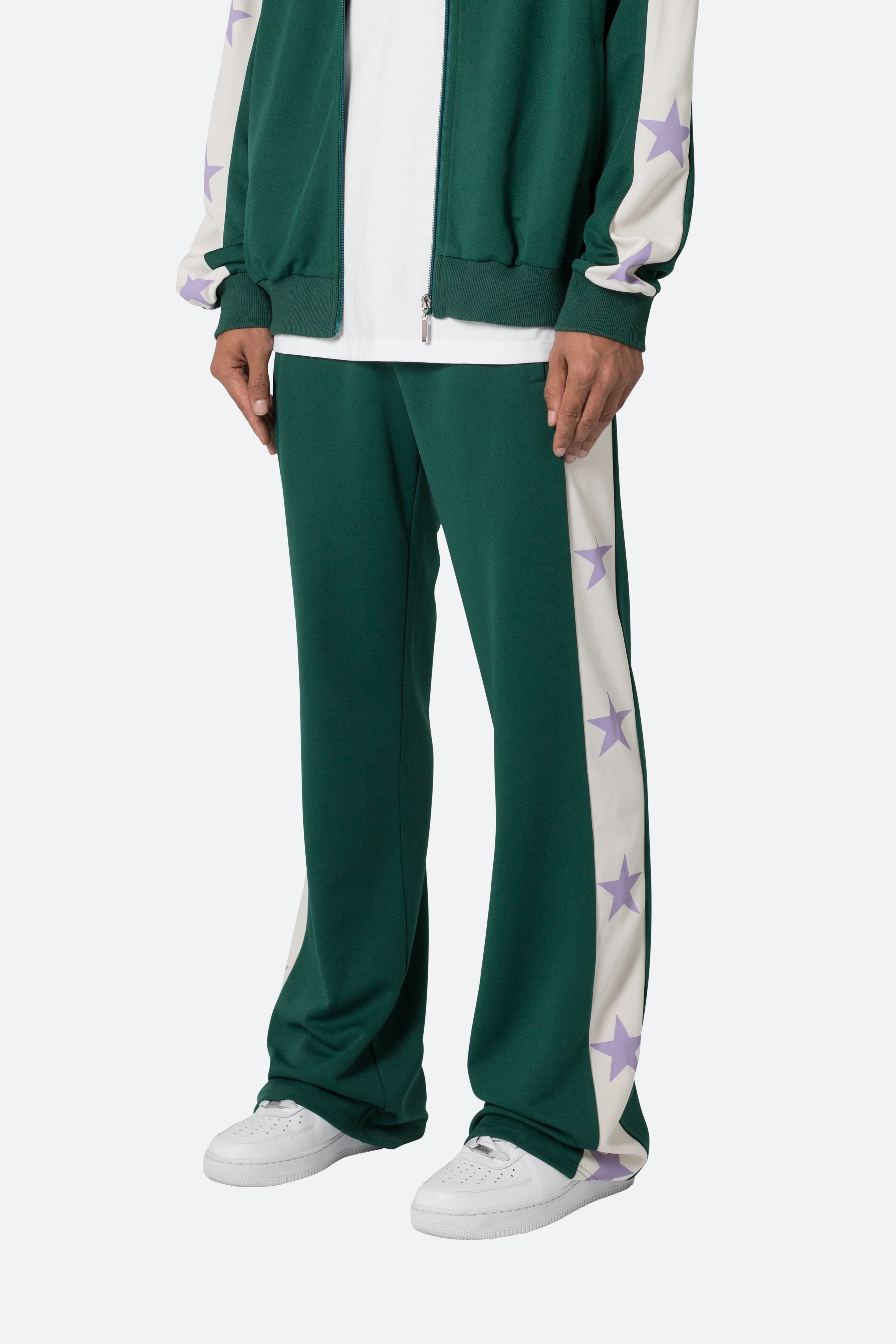 Star Stacked Track Pants - Green