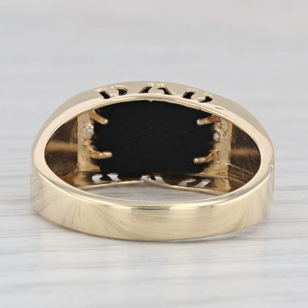 Onyx Diamond DAD Ring 10k Yellow Gold Size 10