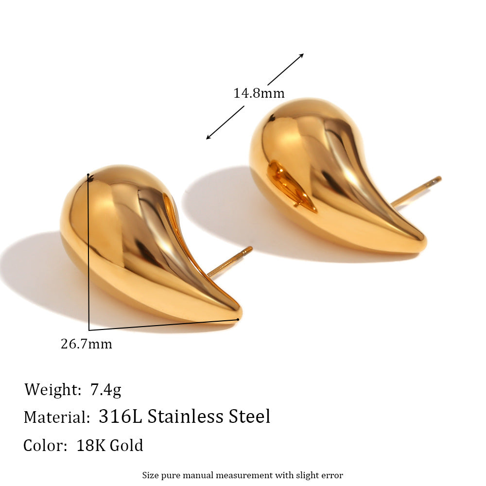 Fashion Creative Heart Droplet Geometric Stainless Steel 18K Gold Plated Rings