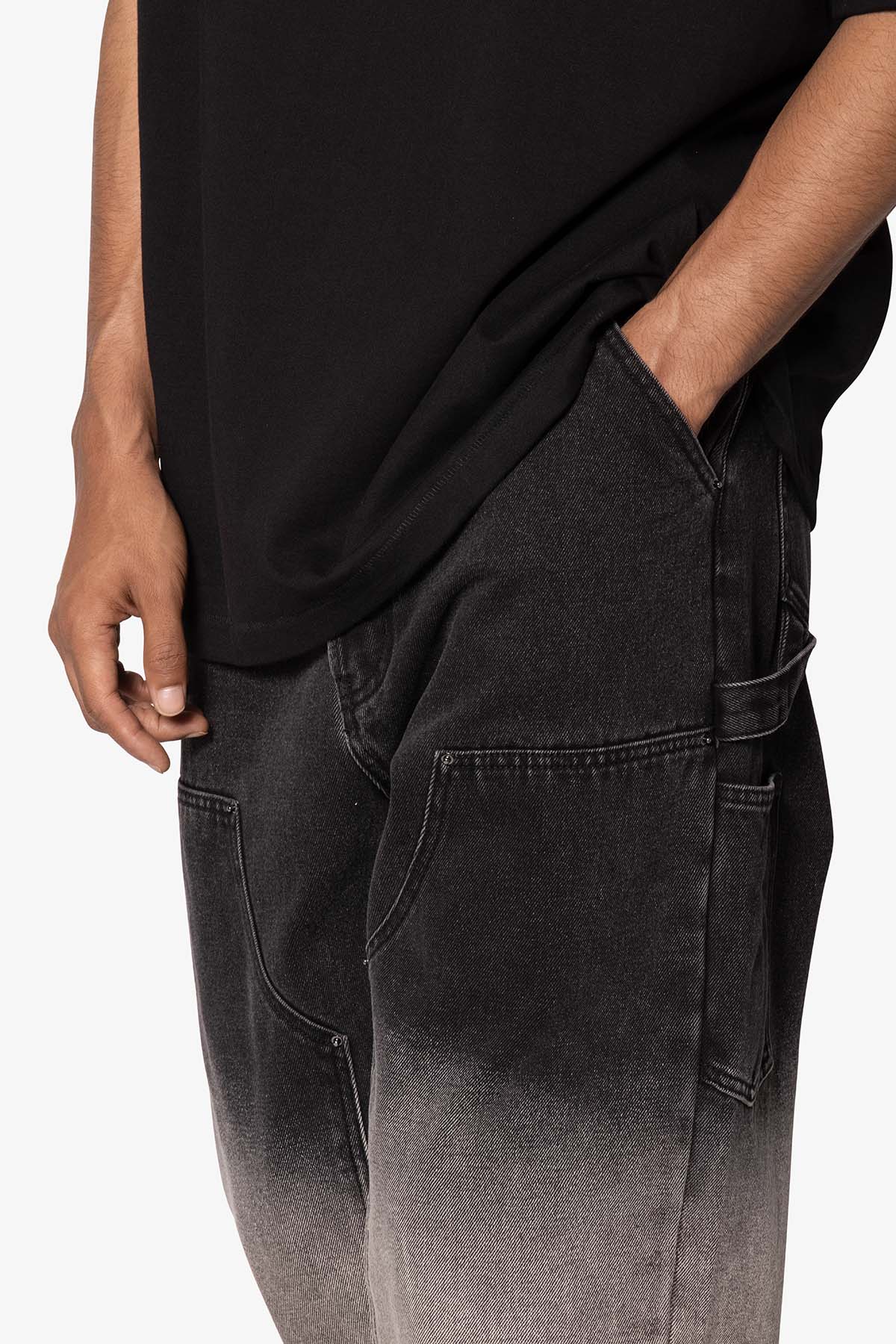 Ultra Baggy Gradient Double Knee Denim - Black/Grey