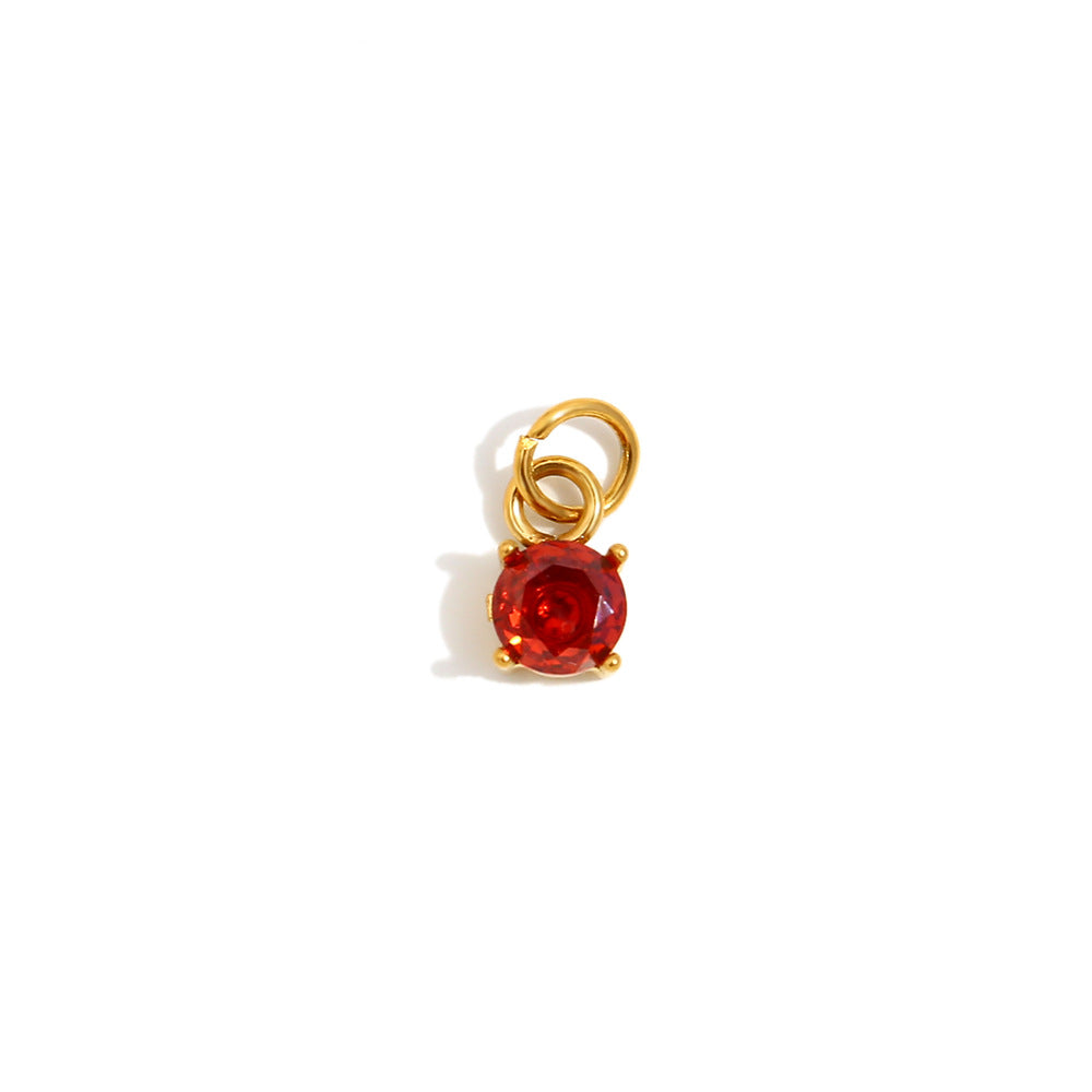 Simple And Versatile Colorful Diy Accessories Pendant Stainless Steel Plated 18K Gold Small Gemstone Pendant