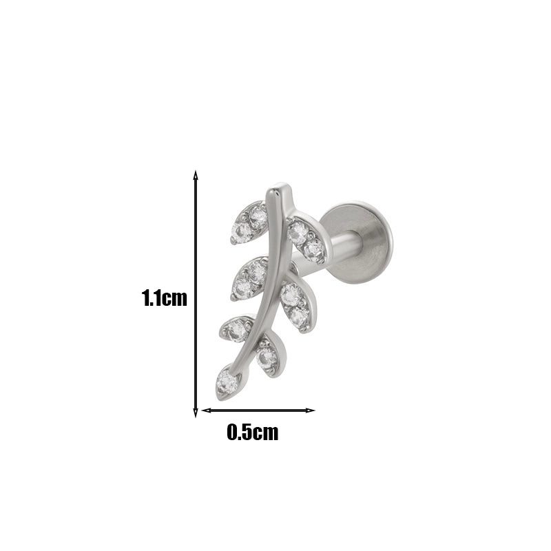 1 Piece Lip Rings Minimalist Heart Shape Flower Butterfly 316L Stainless Steel  Copper Plating Inlay Zircon