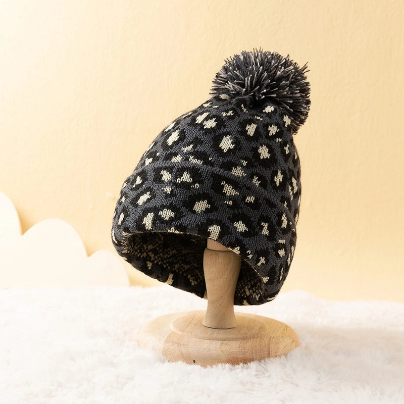 Women's Retro Hairball Leopard Eaveless Wool Cap
