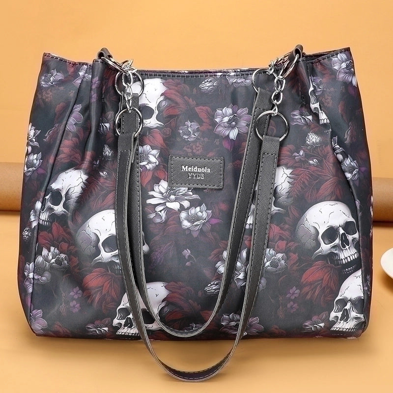 Halloween Women's Oxford Cloth Geometric Ghost Punk Zipper Underarm Bag