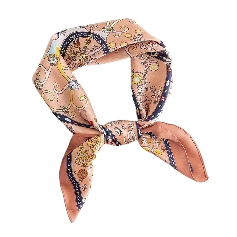 Women's Vintage Style Flower Grain Imitated Silk Silk Scarf