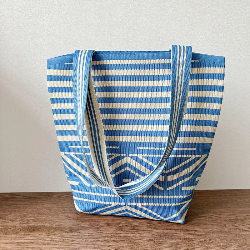 Women's Large Polyester Printing Classic Style Square Open Straw Bag