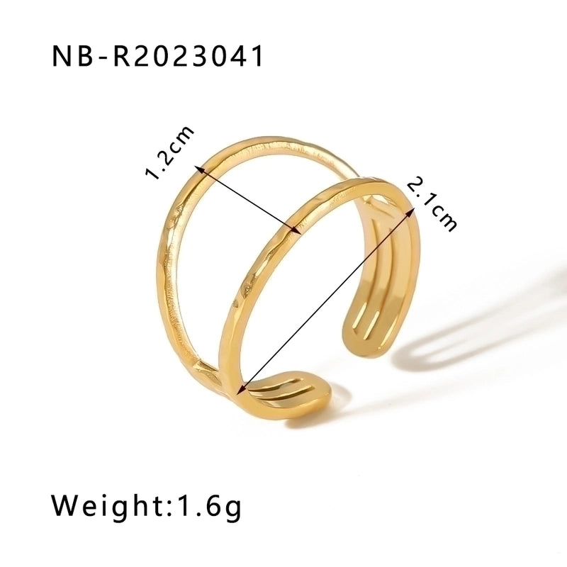 Stainless Steel 18K Gold Plated IG Style Basic Minimalist Plating Four Leaf Clover Heart Shape Flower Open Rings