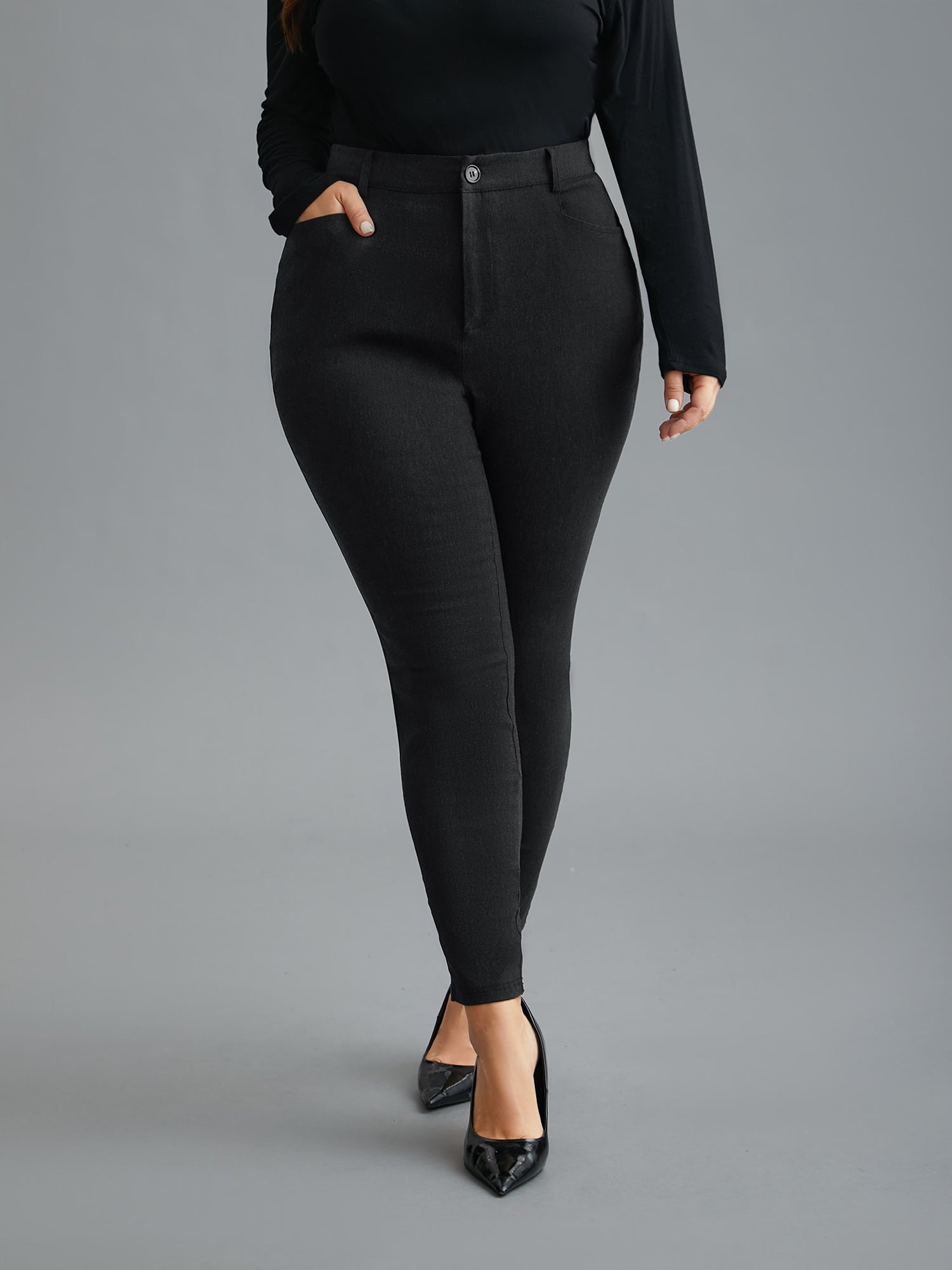 Heather Slim-Fit Mid-Rise Pants