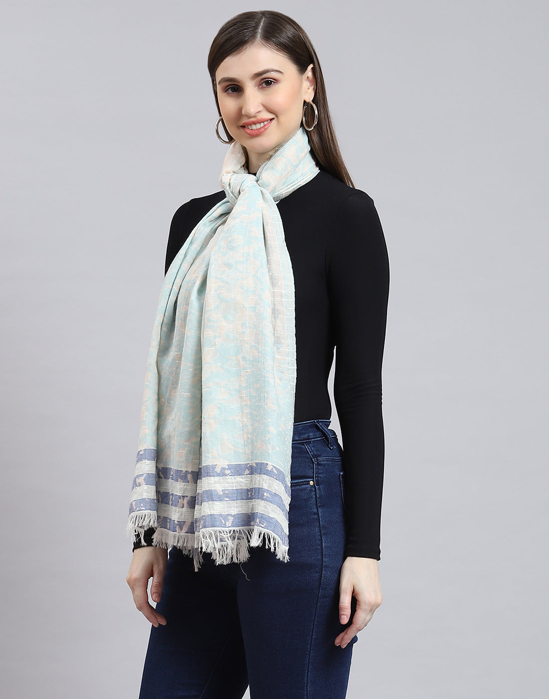 Women Blue Self Design Stole