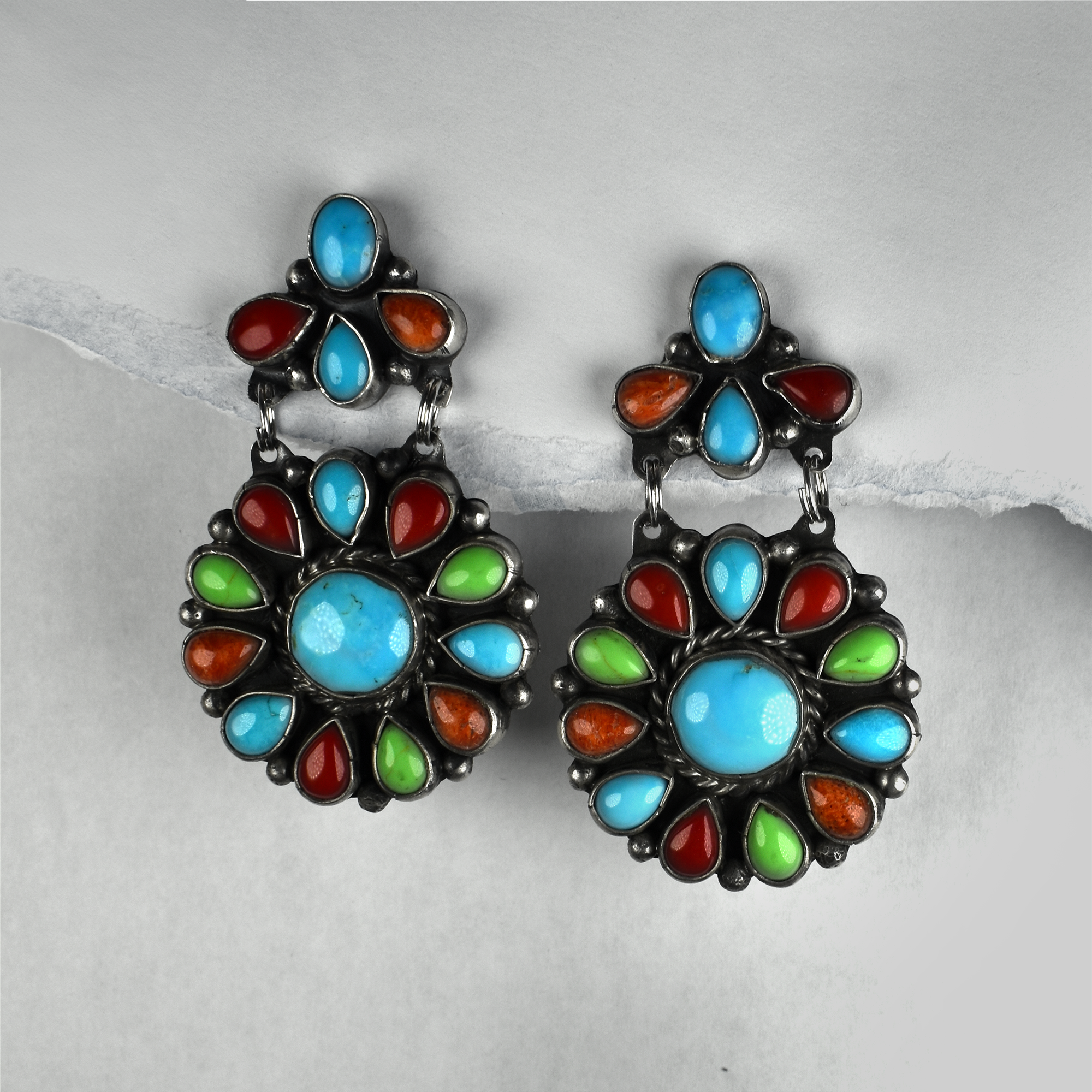 Coral. Spiny Oyster. Circle of Life Earrings