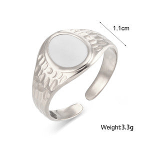 Women Fashion Stripe Geometric Stainless Steel 18K Gold Plated Rings