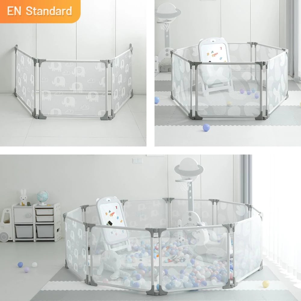Foldable Lightweight Rainbow-Themed Playpen 鈥?6 Panels