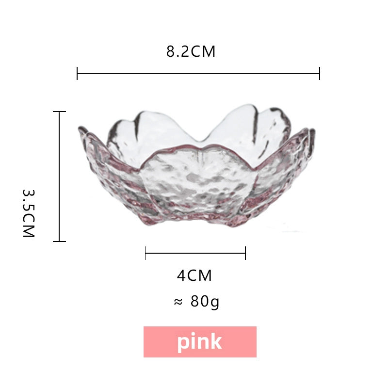 Cherry Blossom Dish Glass Flavor Dish Pink Petal Dish Seasoning Dish Small Dish Mini Bowl Dip Dish