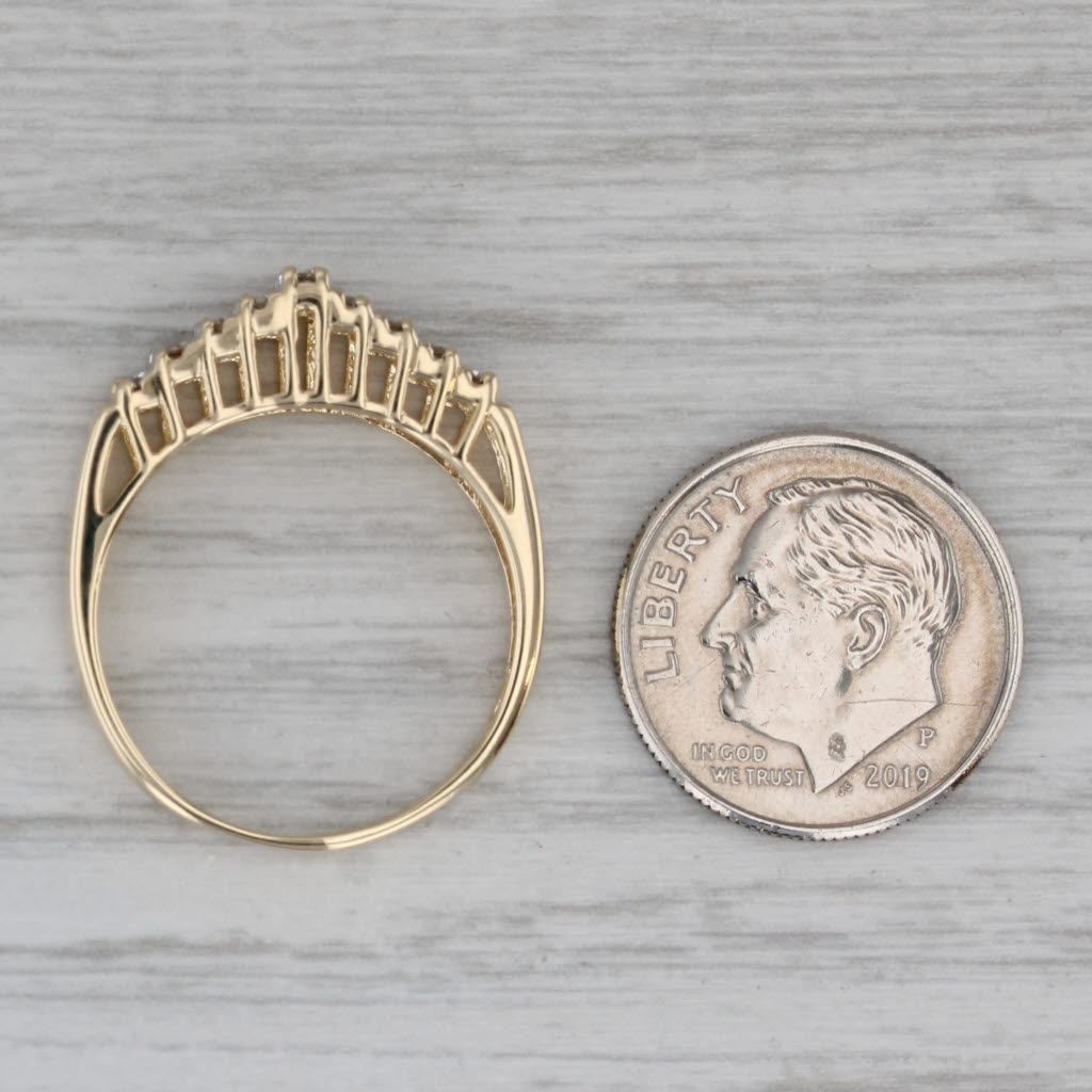 0.27ctw Diamond Rooftop Tiered Ring 10k Yellow Gold Size 8 Stackable Anniversary