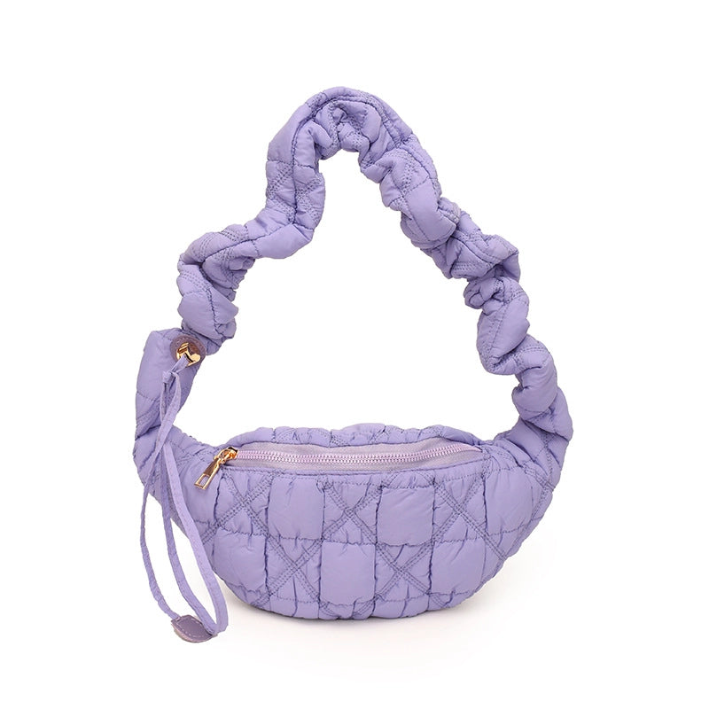 Women's Pu Leather Solid Color Basic Classic Style Cloud Shape Zipper Fanny Pack