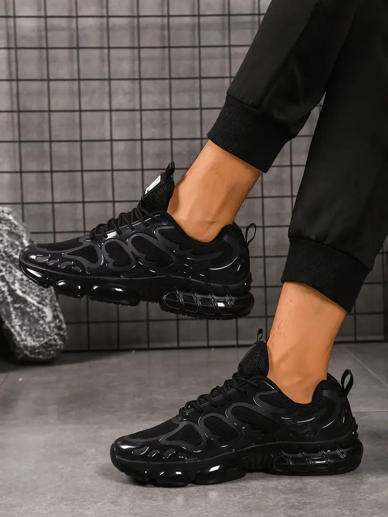 Men'S Lightweight Breathable Running Shoes - Low-Top Sneakers with Cushioned Midsole, Non-Slip Rubber Outsole for Gym, Jogging, Everyday - Black Sneakers - Lace-Up Closure for Secure Fit - Ideal for Beginners & Advanced Athletes, Gym Footwear, Sleek Desig