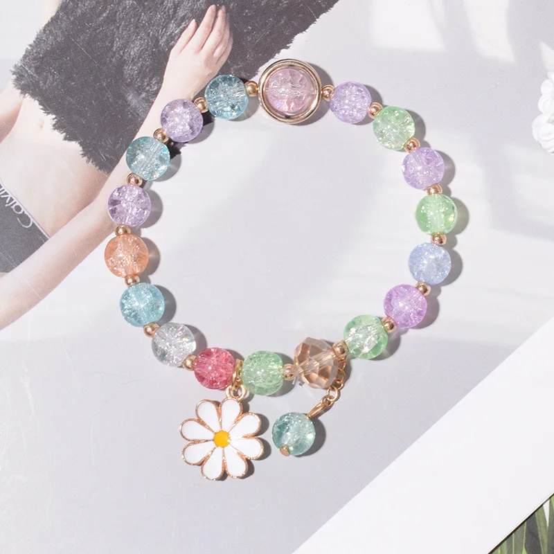 Fashion Jewelry Colorful Glass Bead Cute Cartoon Charm Bracelet For Girl Kids