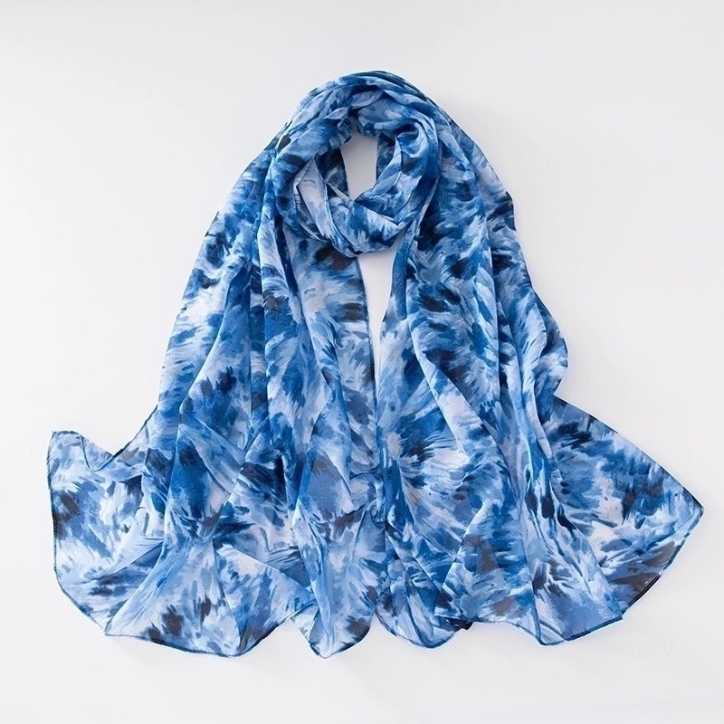 Adults Minimalist Tie Dye Chiffon Printing Dyeing Scarf